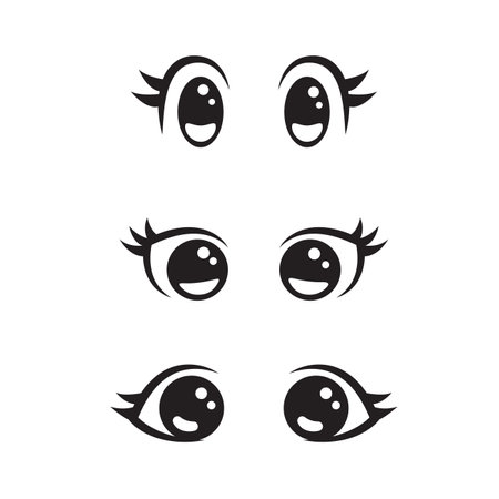 Set of anime eyes cartoon for element, facial expression, face and emotionのイラスト素材