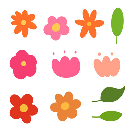 Flower doodle cartoon hand drawn with colorful for element and illustrationのイラスト素材