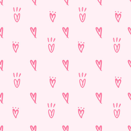 Heart and love doodle hand drawn seamless pattern background for wrapping, wallpaper, celebration, anniversary, valentine and holidayのイラスト素材