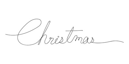 Christmas handwriting. Black line continuous for holiday element and festiveのイラスト素材