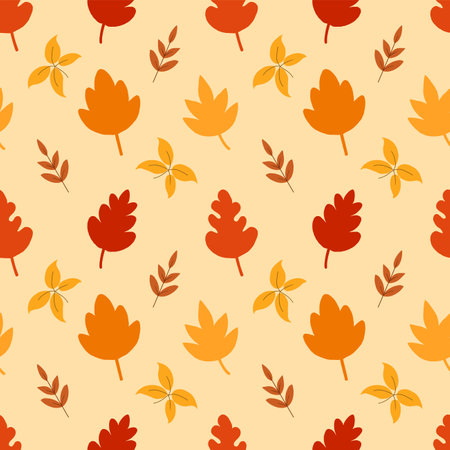 Autumn leaves hand drawn seamless pattern background for season, holiday, wrapping and wallpaperのイラスト素材