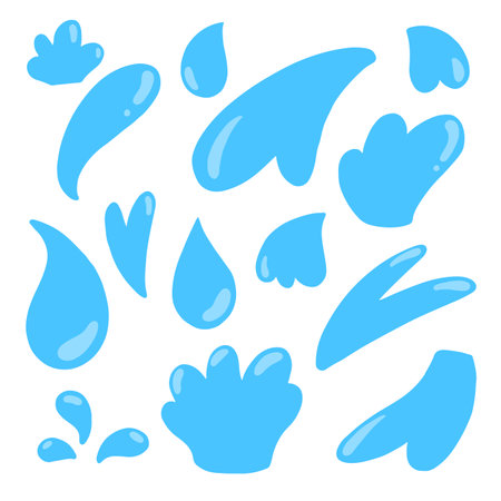 Water splash, drop and liquid hand drawn for element illustrationのイラスト素材