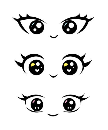 cute anime eyes manga style for cartoon, element, comic and illustrationのイラスト素材