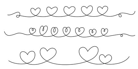 Continuous line drawing art. love hand drawn with black lineのイラスト素材