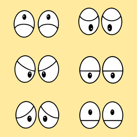 Set of cartoon eyes hand drawn for element, facial expression, faceのイラスト素材