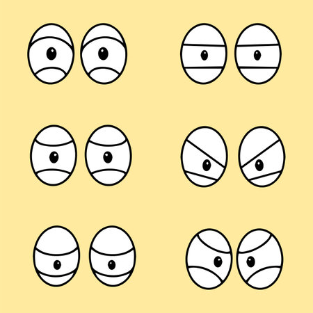 Set of cartoon eyes hand drawn for element, facial expression, faceのイラスト素材