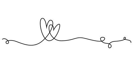 Continuous line drawing art. love hand drawn with black lineのイラスト素材