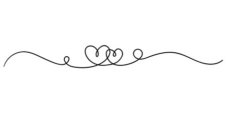 Continuous line drawing art. love hand drawn with black lineのイラスト素材