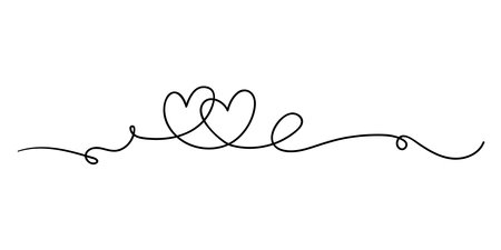 Continuous line drawing art. love hand drawn with black lineのイラスト素材