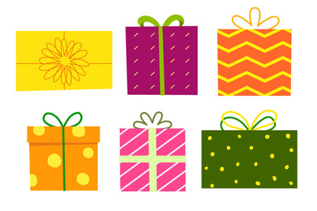 Gift box with ribbon cartoon design for element, illustration, festive, christmasのイラスト素材