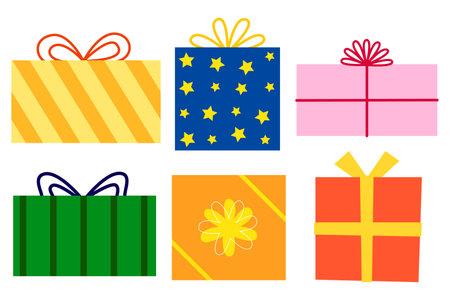 Gift box with ribbon cartoon design for element, illustration, festive, christmasのイラスト素材