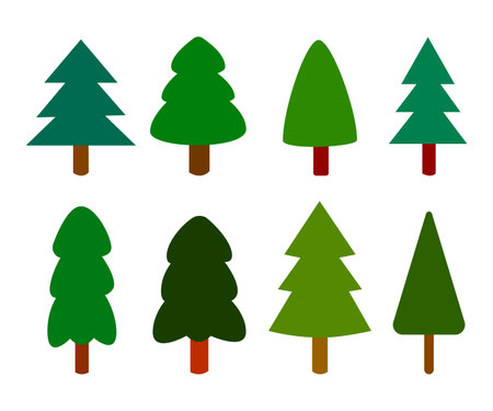 Doodle various tree Christmas theme for festival, element and illustrationのイラスト素材