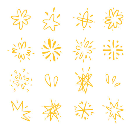 Various star and sparkle doodle hand drawn for element and illustrationのイラスト素材