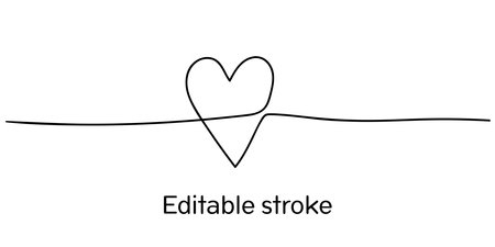 Continuous line drawing art. love hand drawn with black line. Editable strokeのイラスト素材
