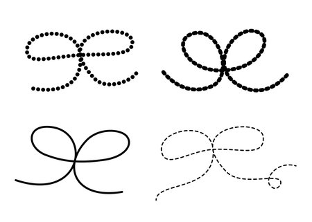 Bows and ribbons with different line for print, element, gift, card, celebration and illustration. Editable strokeのイラスト素材