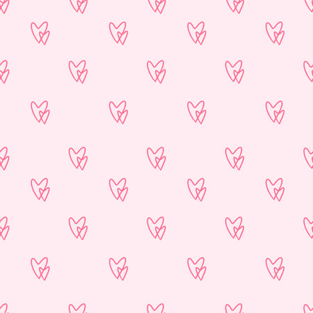 Heart and love doodle hand drawn seamless pattern background for wrapping, illustration, valentine and celebrationのイラスト素材