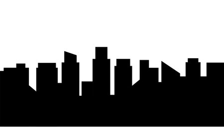 Building silhouette in capital or city with black color for illustration and elementのイラスト素材