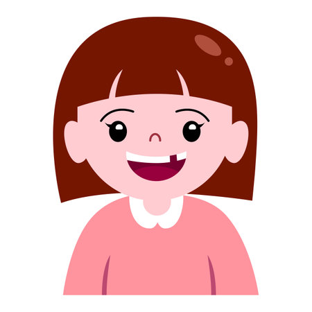 A girl is smiling with broken tooth for dental clinic, hospital and illustrationのイラスト素材