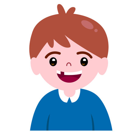 A boy is smiling with broken tooth for dental clinic, hospital and illustrationのイラスト素材
