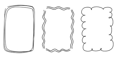 Doodle frames hand drawn for element and illustrationのイラスト素材