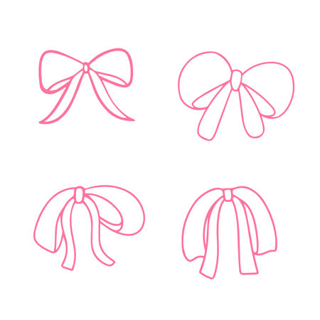 Bow and ribbon hand drawn for element, gift, beauty, salon and illustrationのイラスト素材