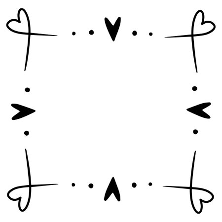 Abstract doodle heart frame hand drawn for valentine, love, illustration and elementのイラスト素材