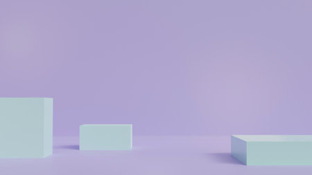3D Rendering cube stage with purple background for studio, product and black spaceの写真素材