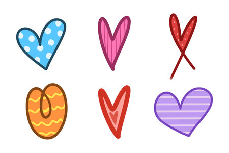 Colorful heart doodle hand drawn for element, love, valentine and illustrationのイラスト素材