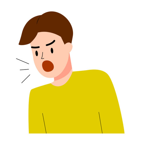 Man is angry and shouting. Mental health. Illustration and character design.のイラスト素材