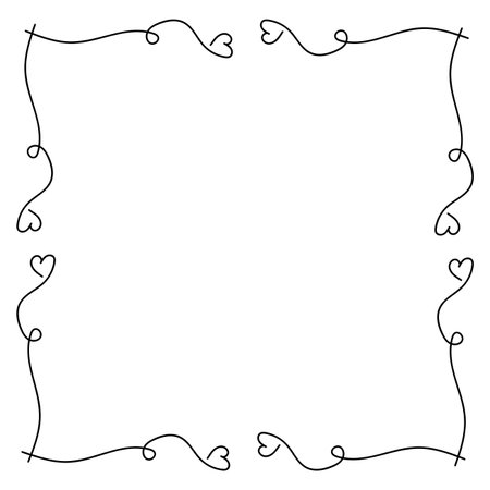 Abstract doodle heart hand drawn square frame with line for element and illustrationのイラスト素材