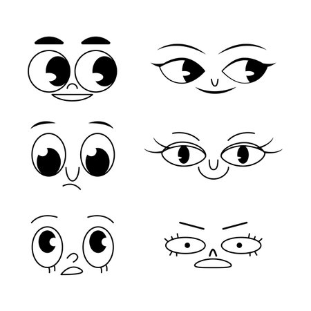 Cartoon eyes for facial expression and illustrationのイラスト素材