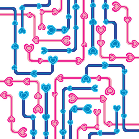 Retro hearts and pipes backgroundのイラスト素材