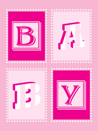Girl Announcement Card with funky letteringのイラスト素材