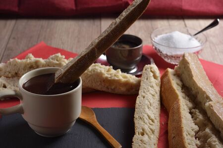 chocolate with break and coffeeの写真素材