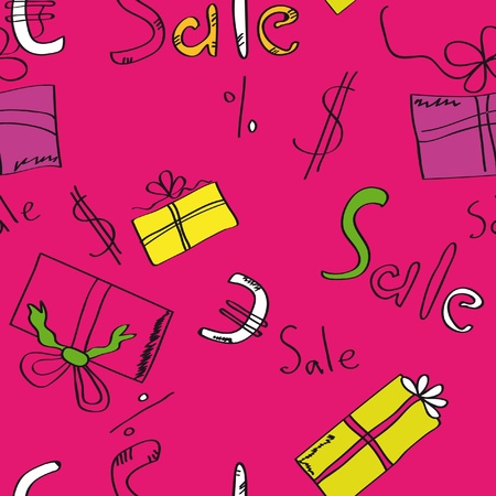 Discounts. Packaging for purchases. Sale seamless texture. のイラスト素材