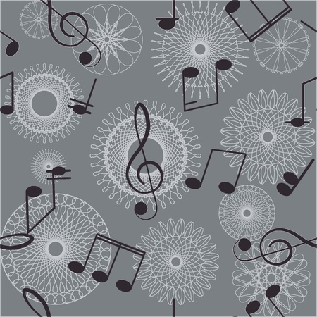 Abstract seamless background  Music  Treble clef and notes for your design on a gray background  のイラスト素材