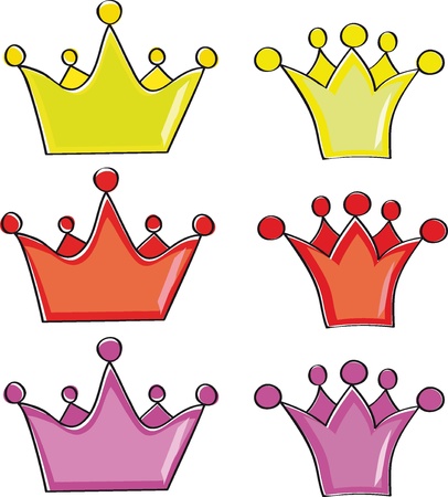 A collection of crowns on a white background  のイラスト素材