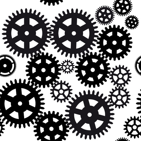 Seamless gear and cogwheel background on white のイラスト素材