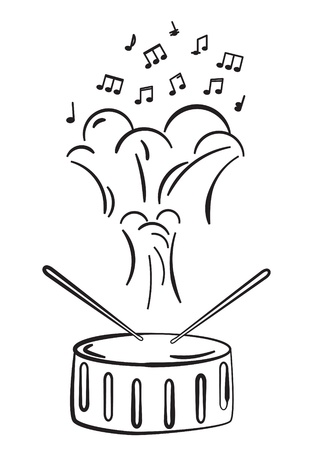 Drum and notes sketchのイラスト素材