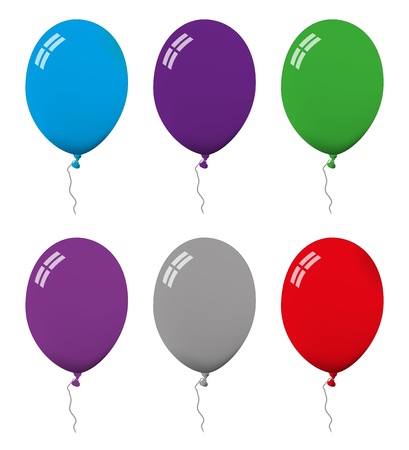 Set of ballon illustrations in different colorsのイラスト素材
