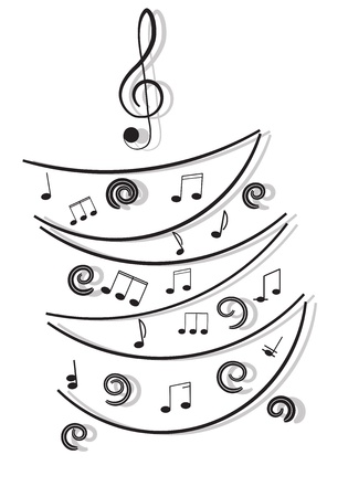 Musical notes. Ornament with swirls on white background.のイラスト素材