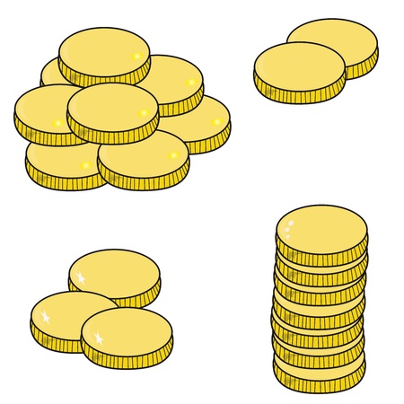gold coins isolated on white backgroundのイラスト素材