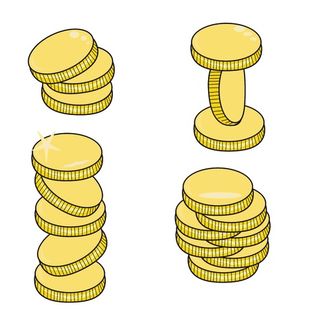 gold coins isolated on white backgroundのイラスト素材
