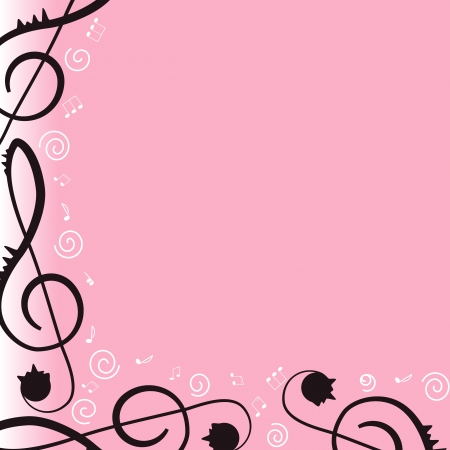 Music. Treble clef and notes for your design. Pink background.のイラスト素材