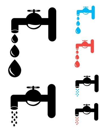 Set of Tap. Isolated on white background with drops. のイラスト素材