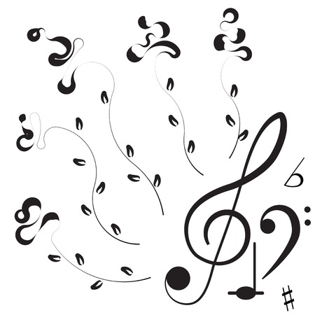 Music. Treble clef and notes for your design on a white background for you design.のイラスト素材
