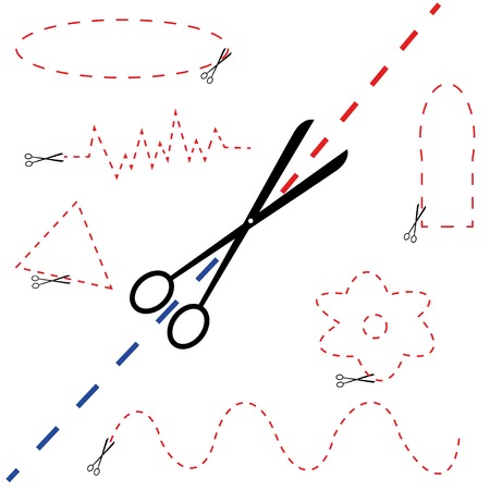 Vector black scissors icons set on white for your designのイラスト素材