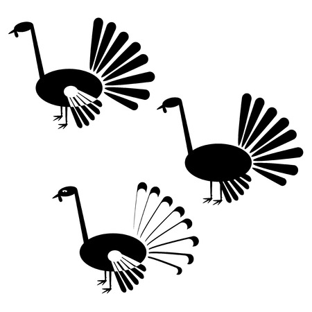 Silhouettes of turkeys. のイラスト素材