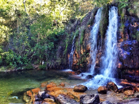 A waterfall in the forestの素材