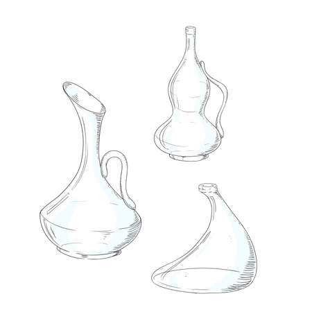 set of beautiful glass bottles. painted by handのイラスト素材